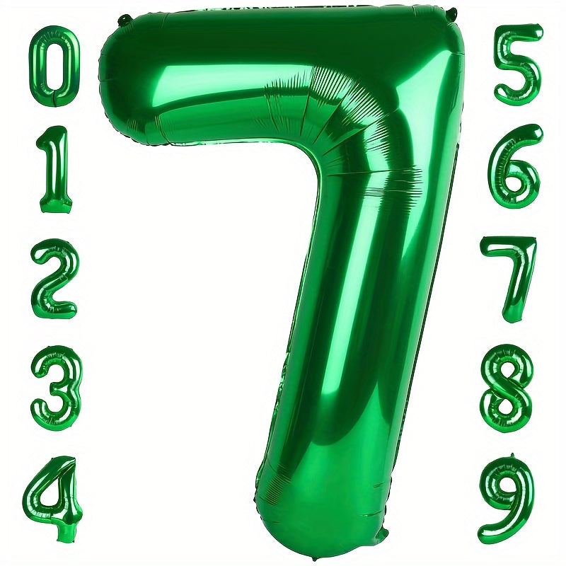 1pc, 32-inch Foil Green Number 0-9 Balloon for Birthday, Anniversary, Graduation, Home Room Decor, Atmosphere Background Layout, Party Decor Supplies
