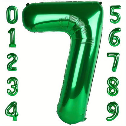 1pc, 32-inch Foil Green Number 0-9 Balloon for Birthday, Anniversary, Graduation, Home Room Decor, Atmosphere Background Layout, Party Decor Supplies