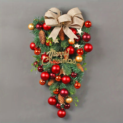 Vintage-Style Christmas Wreath for Front Door - Durable Plastic, Easy Install, Perfect for Holiday & Seasonal Decor