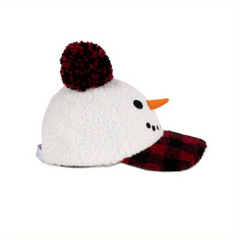 Christmas Snowman Sherpa Fleece Baseball Party Cap,