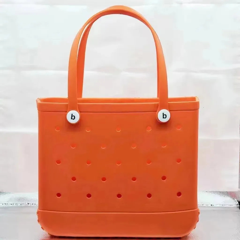 Large Boggs Beach Bag Baseball Summer Rugby EVA Beach Basket Womens Picnic Handbag Hole Waterproof Handbag Shoulder Bag 240529