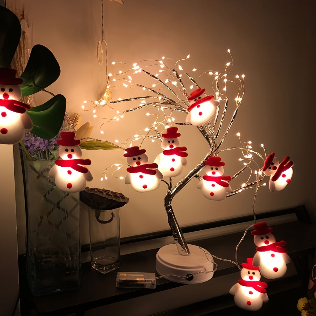 1 Set of Festive LED Snowman String Lights - 5.4ft/1.65m Long, 10 Bright Lights, Christmas Ornaments, Decorations for Christmas Tree, Party, Festive Ambiance