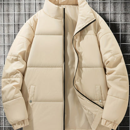 Ultra-Warm Mens Padded Jacket - Casual, Relaxed Fit with Stylish Lapel Design, Puffer Style for Maximum Warmth, Perfect for Fall and Winter Seasons - Long-Sleeved Coat