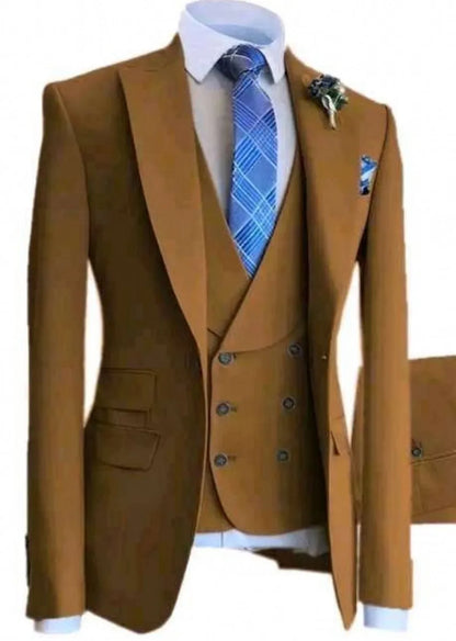 Custom Design Dark Green 3 Piece Suit Men Wedding Tuxedos Excellent Black Lapel Groom Tuxedos Men Business Dinner Prom Blazer Jacket Pants Tie Vest 211