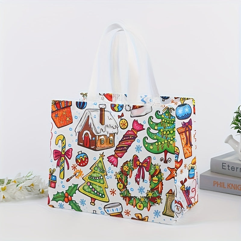 Luxurious Christmas Tote Bag - Spacious, Portable, Foldable, Woven Storage Handbag for Gifts, Shopping, and Travel - Large Capacity, Reusable, and Stylish
