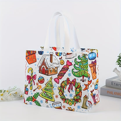 Luxurious Christmas Tote Bag - Spacious, Portable, Foldable, Woven Storage Handbag for Gifts, Shopping, and Travel - Large Capacity, Reusable, and Stylish
