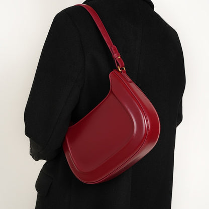 2025 Vintage saddle bag red wedding bag popular new autumn and winter leather women's bag shoulder messenger bag