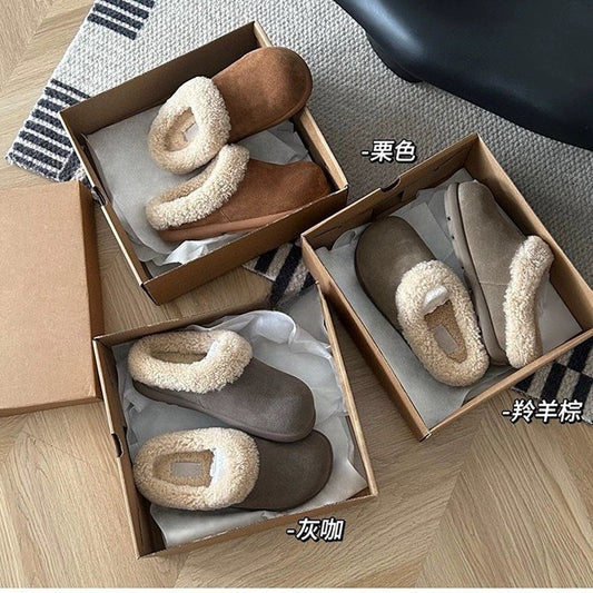 2025  One pedal Boken half-drag women's fluffy Birkenstocks bag head muller shoes small potato lazy snow boots