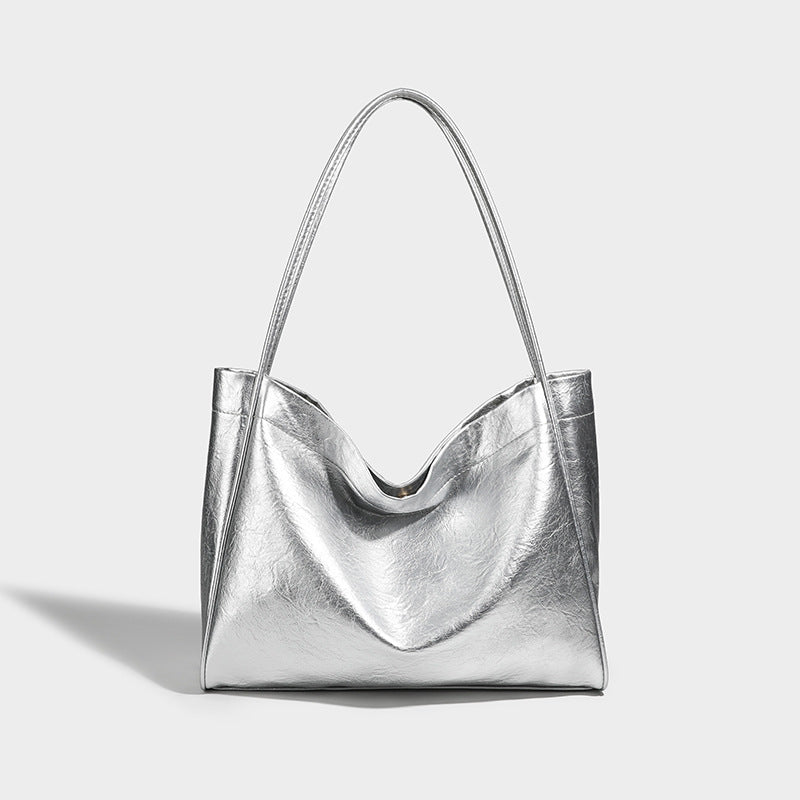 2025 Korean version of fashion autumn and winter simple new tote bag mother bag soft leather large capacity high-end portable shoulder bag