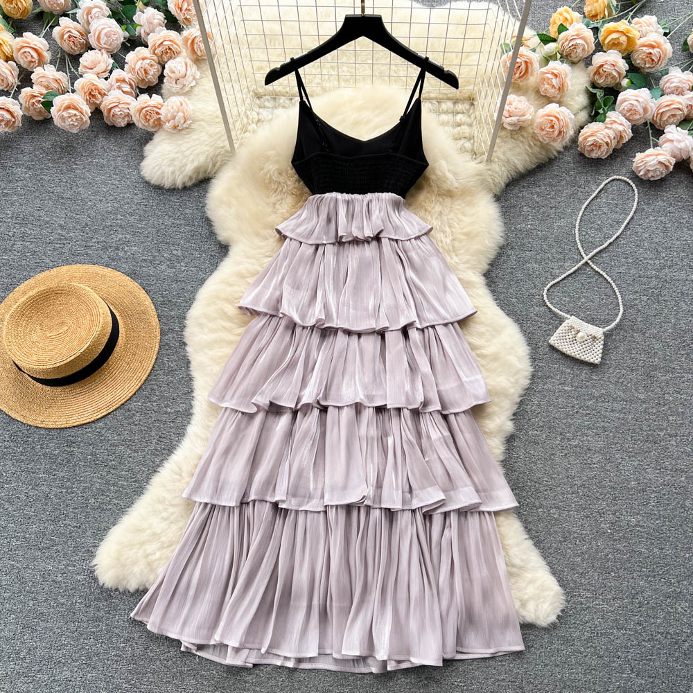 VAKKV Sexy Spaghetti Straps Ruffles Dress Summer Women Holiday Dress P226
