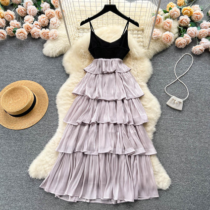 VAKKV Sexy Spaghetti Straps Ruffles Dress Summer Women Holiday Dress P226