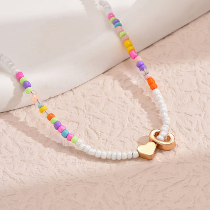 Nz2846 HOT and NEW Cross Border Color Bead 26 Letter Beaded Necklace for Women New Creative Niche Necklace Clavicle Chain