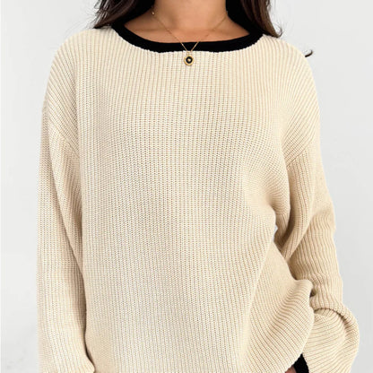 popular autumn and winter new  New  knitted top women's round neck long sleeve loose pullover sweater women