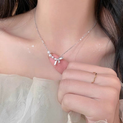 S925 Sterling Silver Natural Freshwater Pearl Pod Necklace Women's Simple Niche Temperament Exquisite Clavicle Chain Entry Lux Elegant