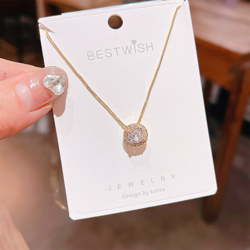 18K Thick Gold Color Retaining Quality Affordable Luxury Style Pearl Shell Necklace Korean Style Affordable Luxury Fashion High-Grade Clavicle Necklace