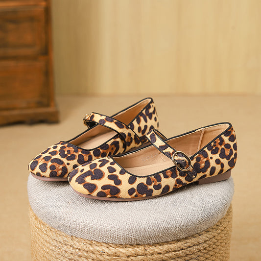 2025 Cowhide version~  single shoes for women's spring and autumn light mouth round head low heel flat bottom leather thick heel retro Mary Jane shoes for women