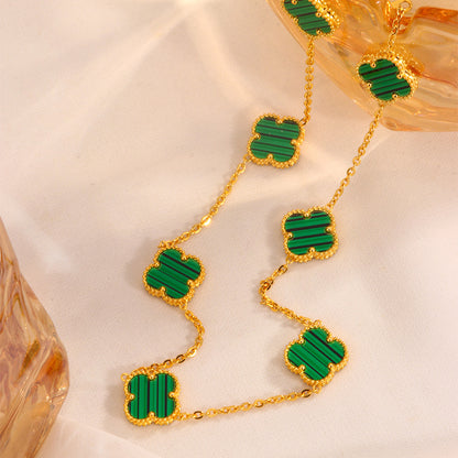 Light Luxury Minority Women's New Popular High-Grade Collarbone Accessories Pendant Lucky Four-Leaf Clover Titanium Steel Necklace for Women