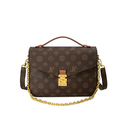 2025 messenger bag fashionable light luxury mailman bag high-end retro shoulder bag contrasting color printed women's handbag