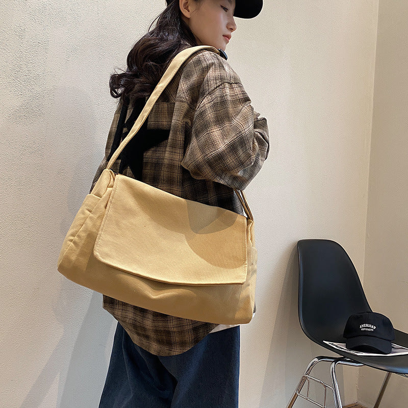 VAKKV Shoulder bag women's  new student sports messenger bag men's Korean version ins canvas messenger bag couple backpack