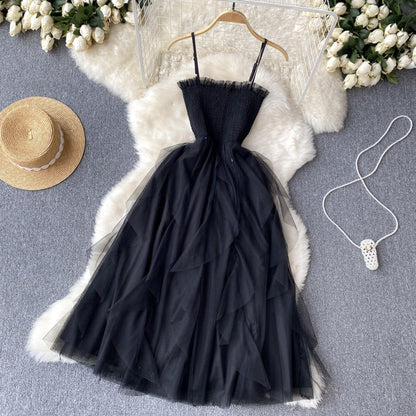 VAKKV Cute A line Sleeveless Tulle Dress Beach Summer Holiday Dress P254