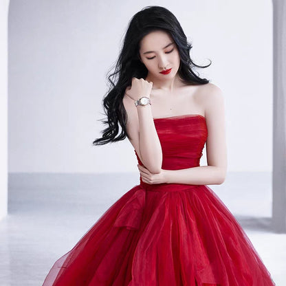 VAKKV Wedding Bride  New High-End Affordable Luxury Liu Yifei Star Same Style Host Evening Dress Trip Shoot Dress