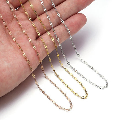 In Stock Women's Titanium Steel Necklace O-Shaped Chain Chain Lip Chain Flat Cross Stainless Steel Necklace Length Multiple Specifications