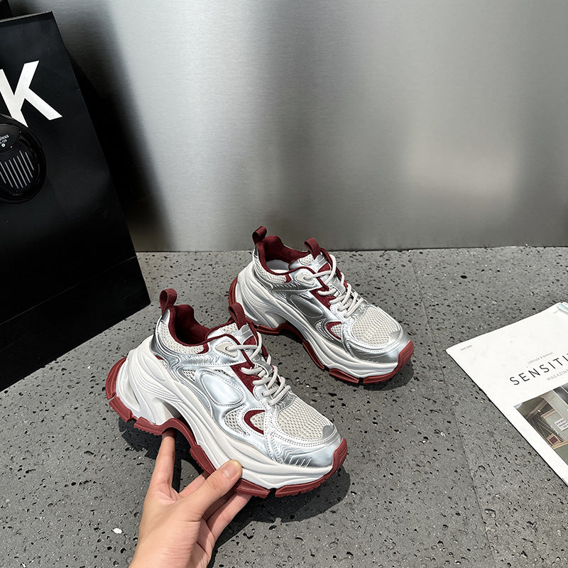 2025 Platform dad shoes women's popular autumn and winter new Korean version breathable and versatile, lightweight and non-slip casual sports shoes tide