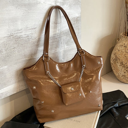 VAKKV 2025 Korean version of the trend underarm tote bag women's popular new fashionable simple large-capacity shoulder bag high-end textured women's bag