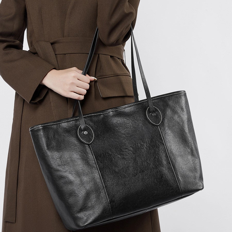 2025 Commuter big bag  autumn and winter new first-layer cowhide versatile women's bag shoulder tote bag fashion underarm bag