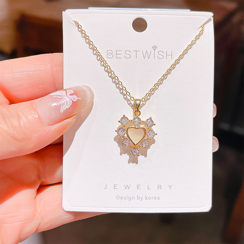 18K Thick Gold Color Retaining Quality Affordable Luxury Style Pearl Shell Necklace Korean Style Affordable Luxury Fashion High-Grade Clavicle Necklace