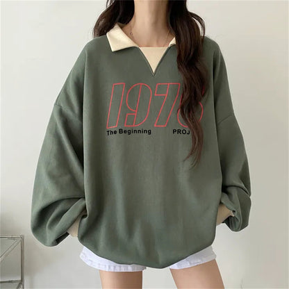 VAKKV Manufacturer 3 colors, loose niche lazy autumn casual lapel 2025n trendy sweater women's velvet contrasting color couple hundred