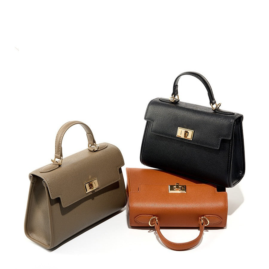2025 Classic commuter women's bag popular new versatile cowhide shoulder bag trendy retro hand messenger bag