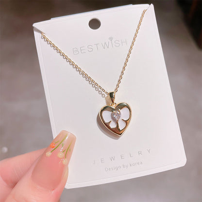 18K Thick Gold Color Retaining Quality Affordable Luxury Style Pearl Shell Necklace Korean Style Affordable Luxury Fashion High-Grade Clavicle Necklace