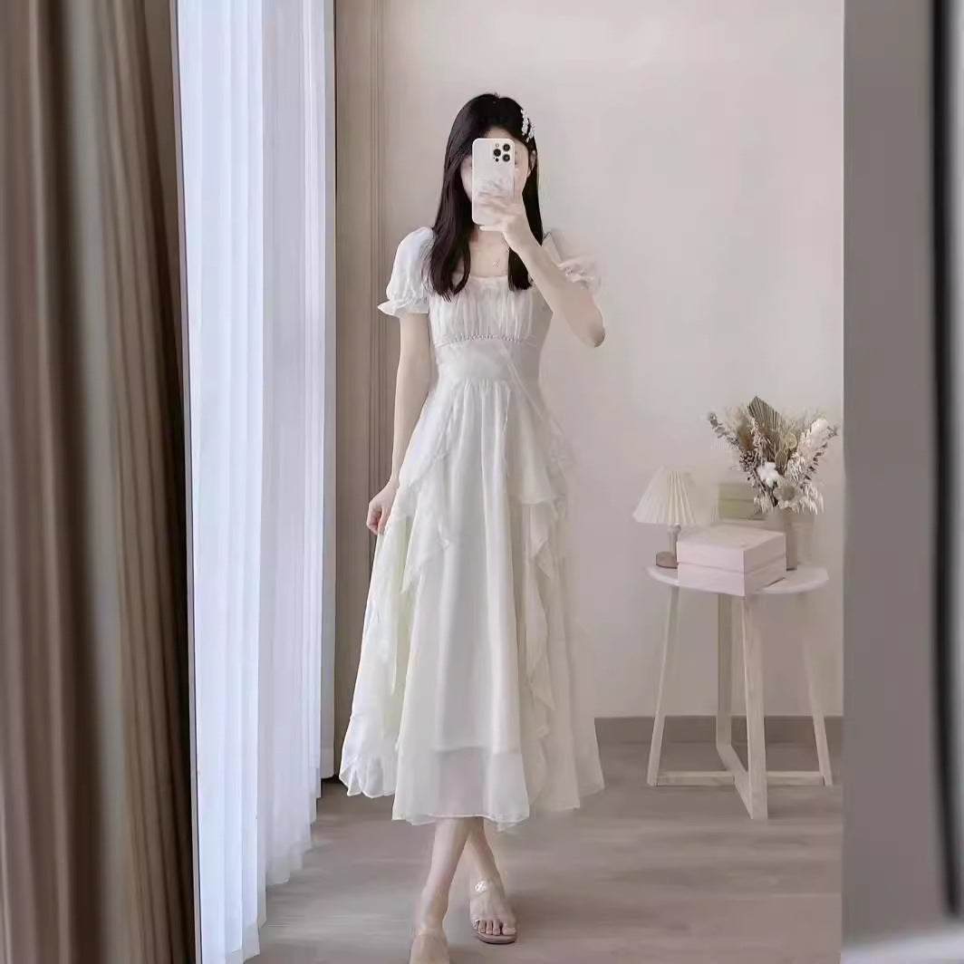 Style White High Sense Fairy Dress Women's Summer  New Super Fairy Princess Dress Gentle Wind Long Skirt