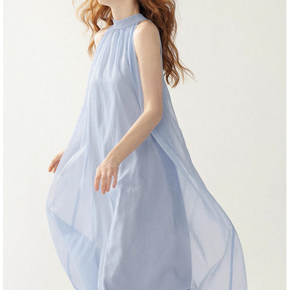 VAKKV  Meipin  Halter Dress Seaside Vacation Dress Blue Dress Summer Strap Dress for Women Summer