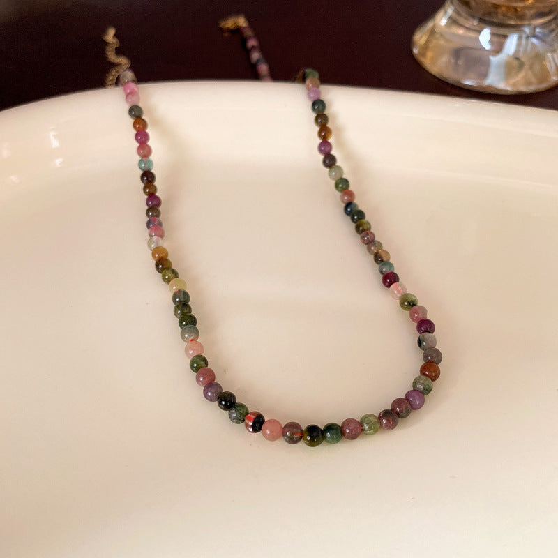 New Chinese Style Light Luxury Agate Pearl Crystal Necklace Versatile High-Grade Clavicle Chain Niche Ethnic Style Jewelry Wholesale