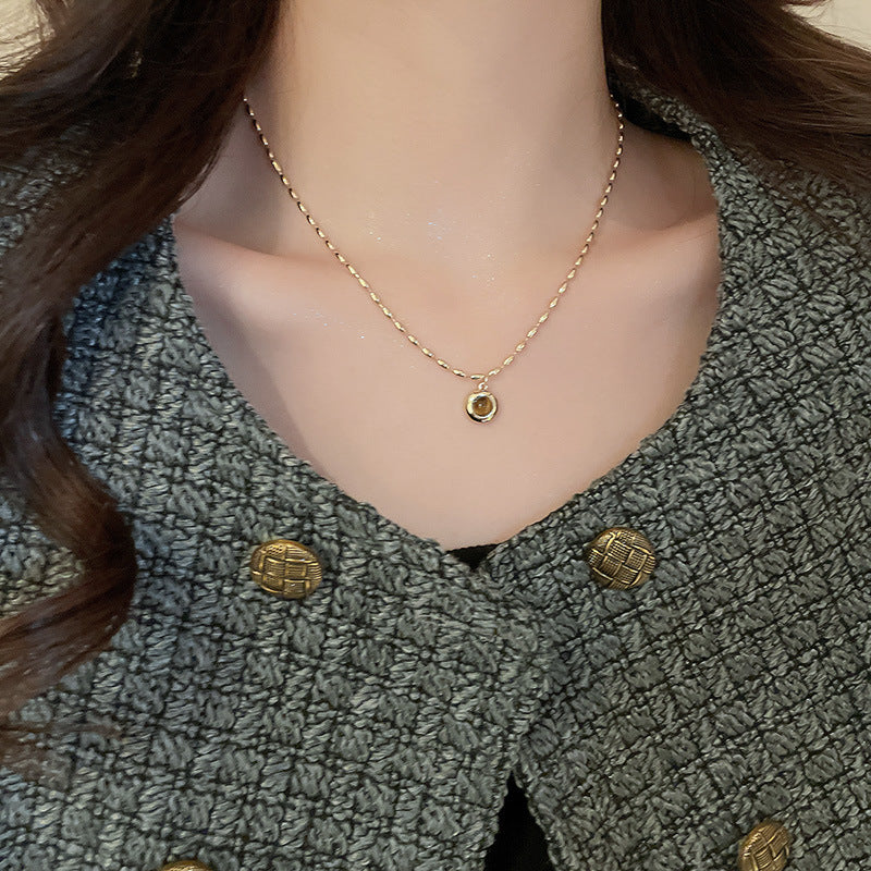 New Chinese Style Light Luxury Agate Pearl Crystal Necklace Versatile High-Grade Clavicle Chain Niche Ethnic Style Jewelry Wholesale