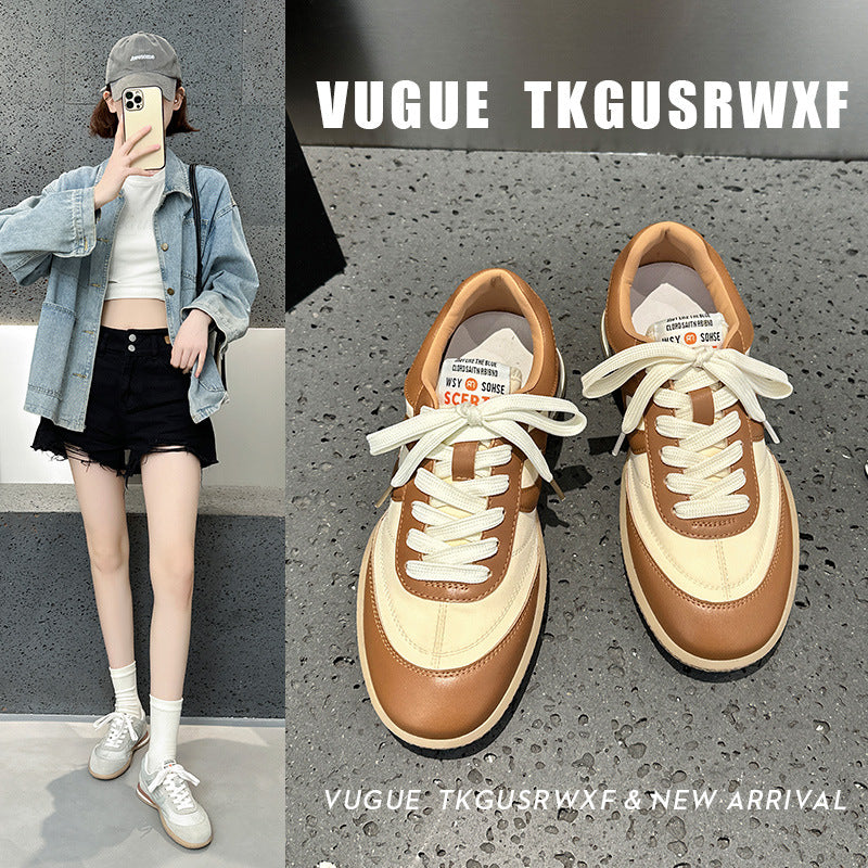 2025 spring and summer new splicing sports and leisure women's de new retro contrasting colors jogging student tide shoes women