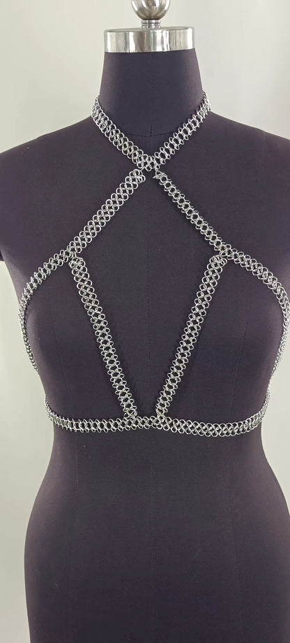 2025  MW3180 2025 body chain sexy personalized neck halter top small vest ring chain body chain