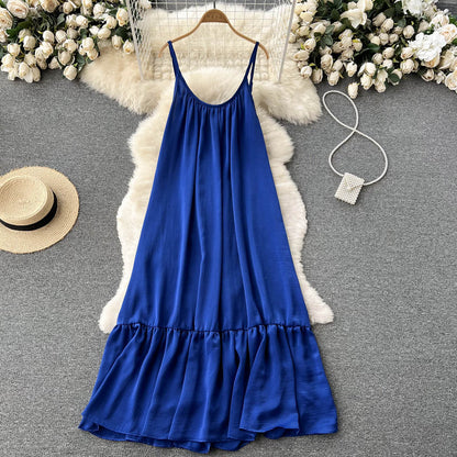 VAKKV Cute A line Sleeveless Royal Blue Summer Holiday Dress P246