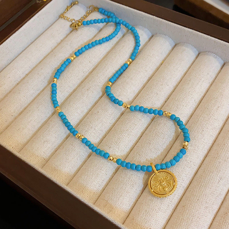 New Chinese Style Light Luxury Agate Pearl Crystal Necklace Versatile High-Grade Clavicle Chain Niche Ethnic Style Jewelry Wholesale