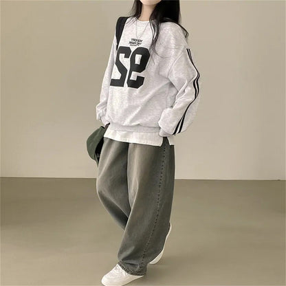 VAKKV Manufacturer popular autumn new product round neck sleeve splicing letter style casual loose Korean version sweater women's top student