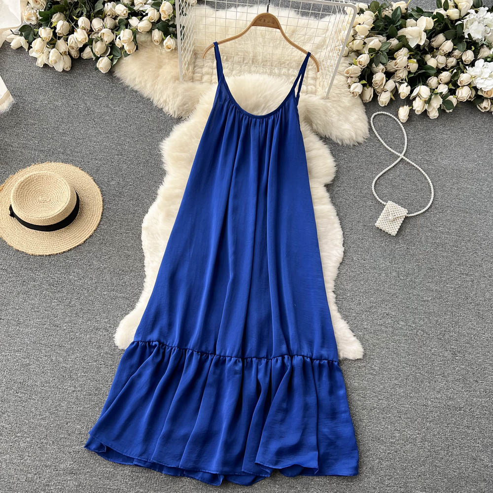 VAKKV Cute A line Sleeveless Royal Blue Summer Holiday Dress P246