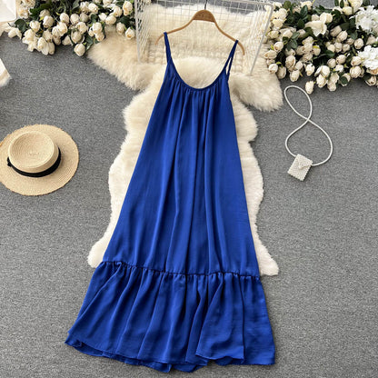 VAKKV Cute A line Sleeveless Royal Blue Summer Holiday Dress P246