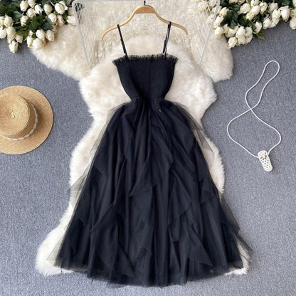 VAKKV Cute A line Sleeveless Tulle Dress Beach Summer Holiday Dress P254