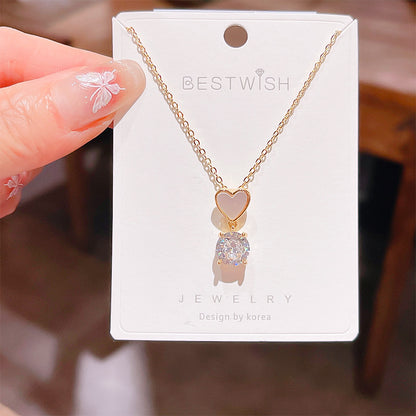 18K Thick Gold Color Retaining Quality Affordable Luxury Style Pearl Shell Necklace Korean Style Affordable Luxury Fashion High-Grade Clavicle Necklace