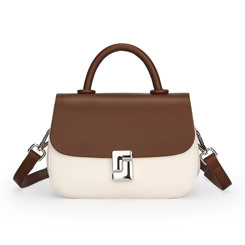 2025 Bag popular autumn new temperament saddle bag niche high sense contrasting color messenger bag popular versatile bag women