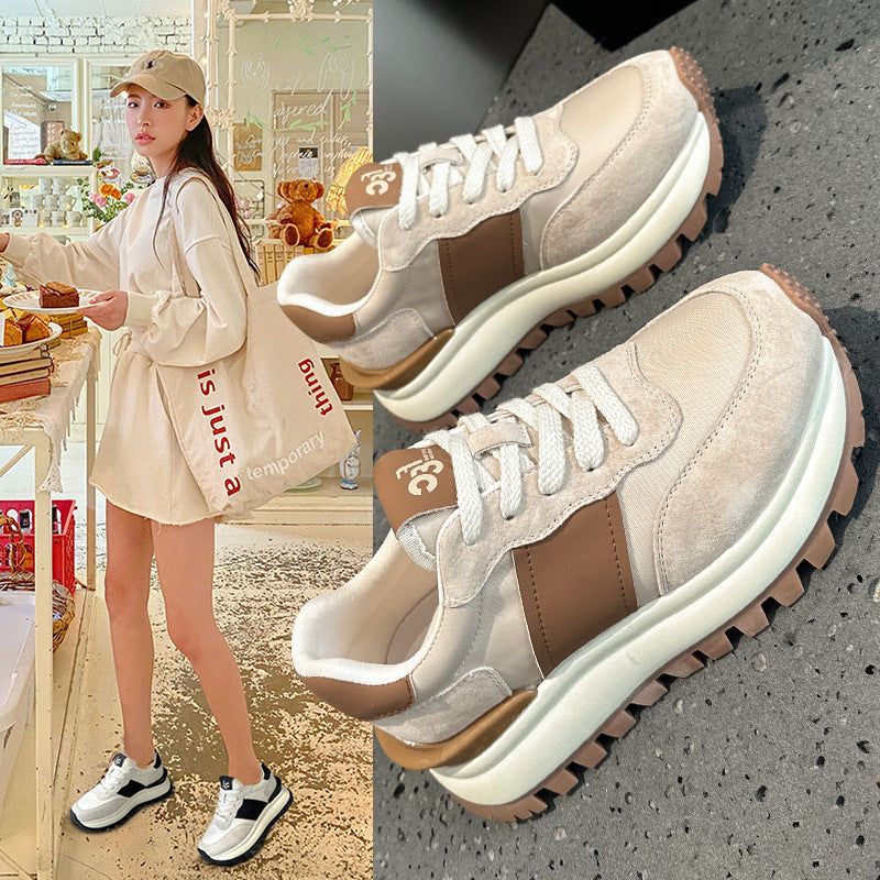 2025 popular spring new thick-soled non-slip comfortable versatile light leisure sports color matching spring women's shoes