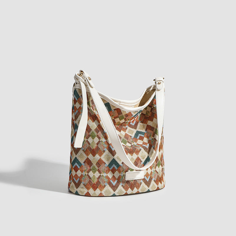 2025 Niche design versatile commuter bucket bag  retro bohemian shoulder bag New women's bag underarm bag