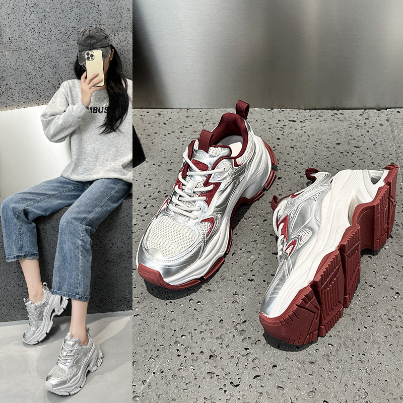 2025 Platform dad shoes women's popular autumn and winter new Korean version breathable and versatile, lightweight and non-slip casual sports shoes tide